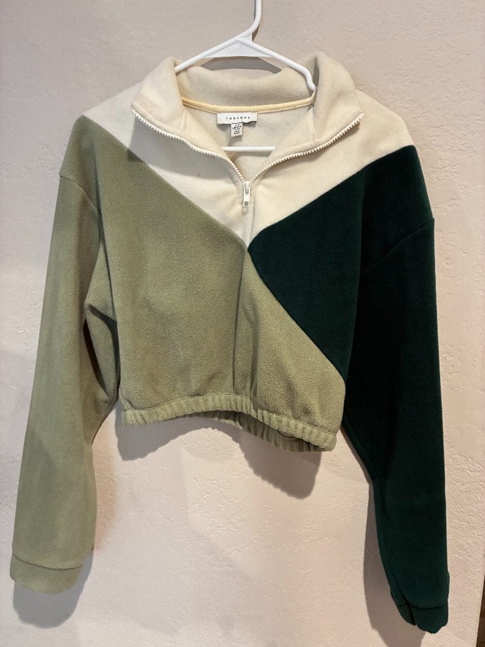 Topshop cropped green colorblock sweater